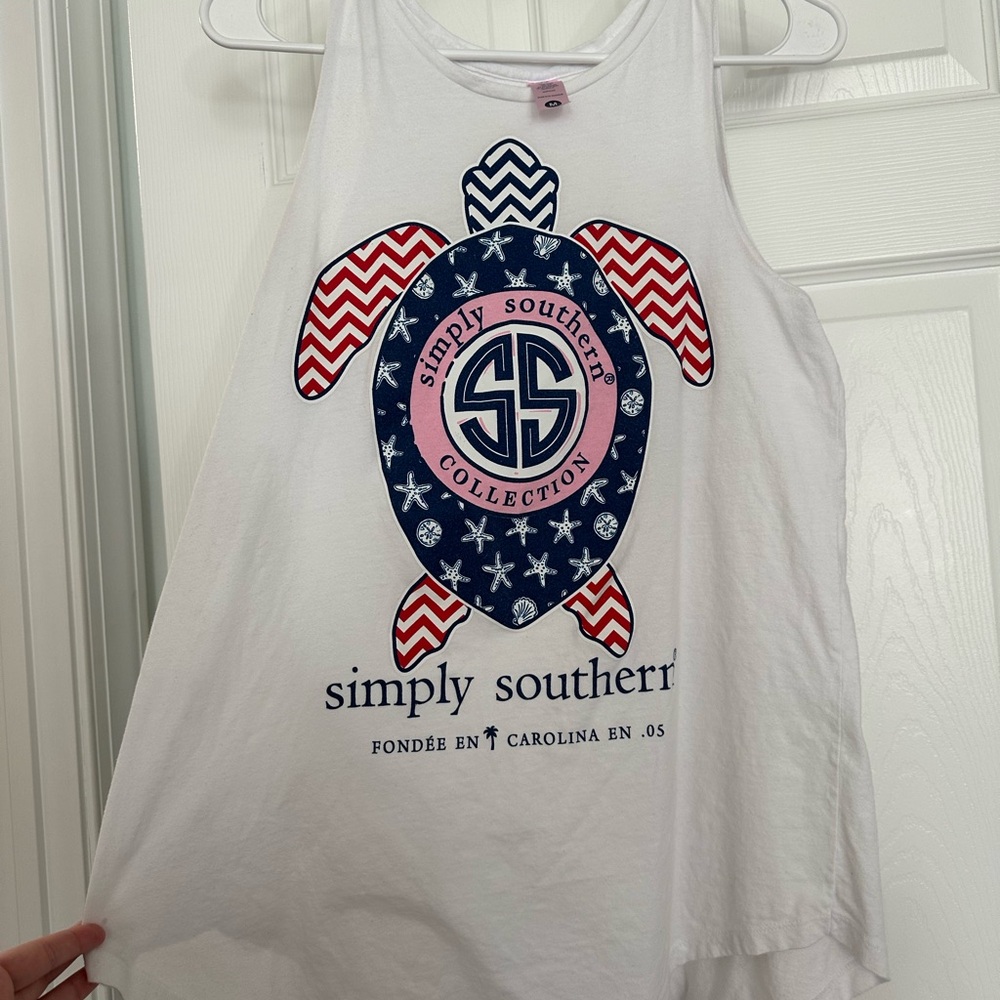 Medium Simply Southern White Tank Top
